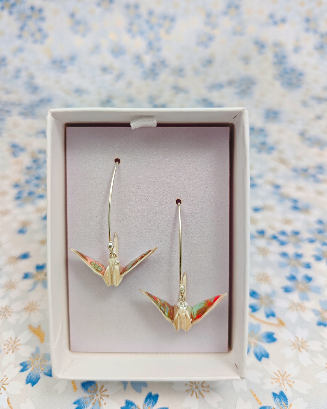 Aretes Grulla (chiyogami)