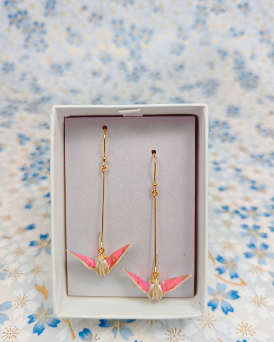 Aretes Grulla (chiyogami)