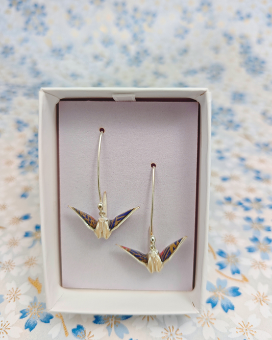 Aretes Grulla (chiyogami)