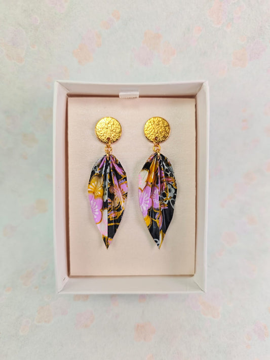 Aretes Hojita (chiyogami)