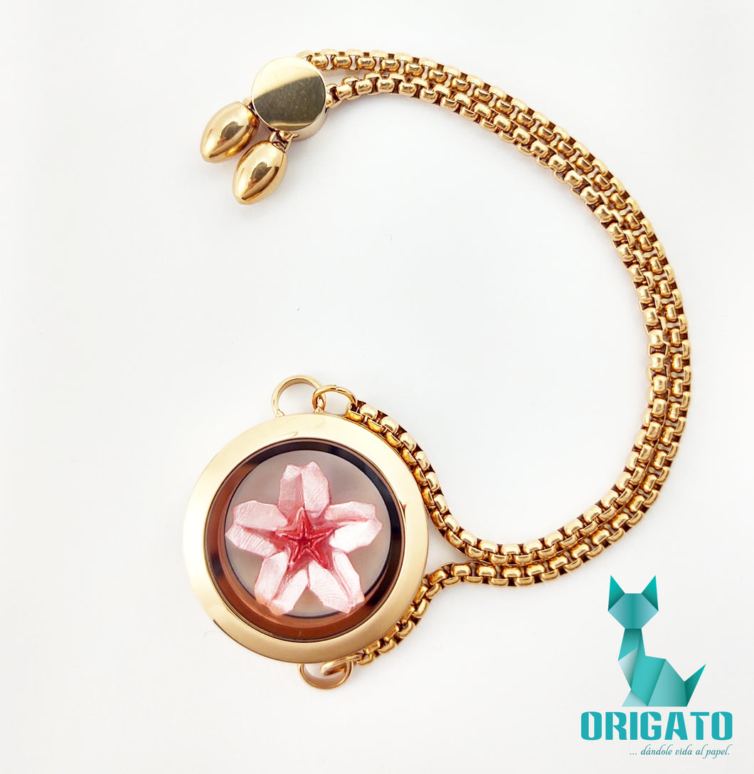 Pulsera relicario rosegold (cerezo rosa)