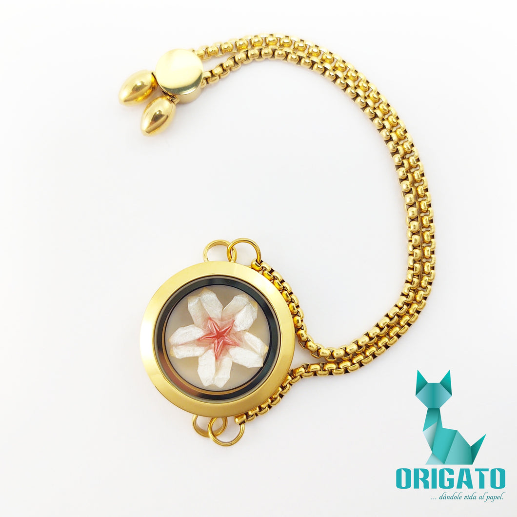 Pulsera relicario gold (cerezo blanco)