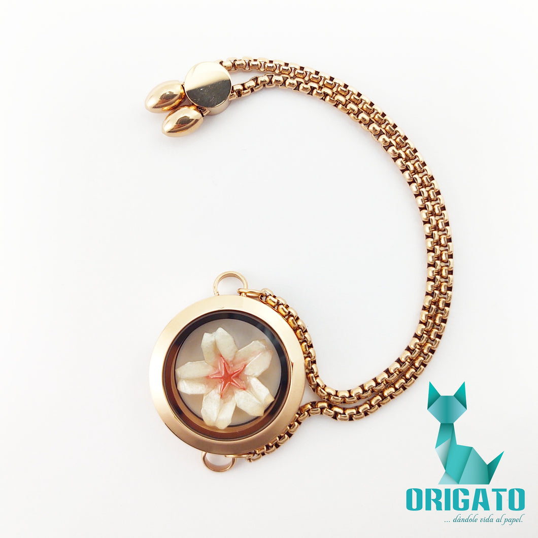 Pulsera relicario rosegold (cerezo blanco)